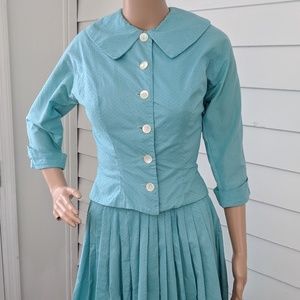 Vintage 50s Jonathan Logan Aqua Blue Dress XS